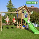 Lataa kuva Galleria-katseluun, Jungle Gym Crazy Playhouse -kokonaisuus tornilla sekä Swing Module X&#39;Tra ja liukumäki